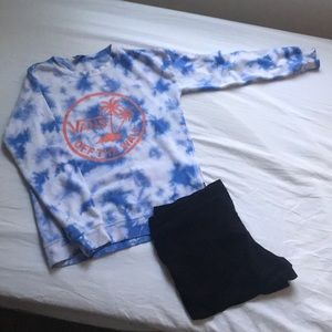 Blue tie-dye Vans off the wall sweatshirt